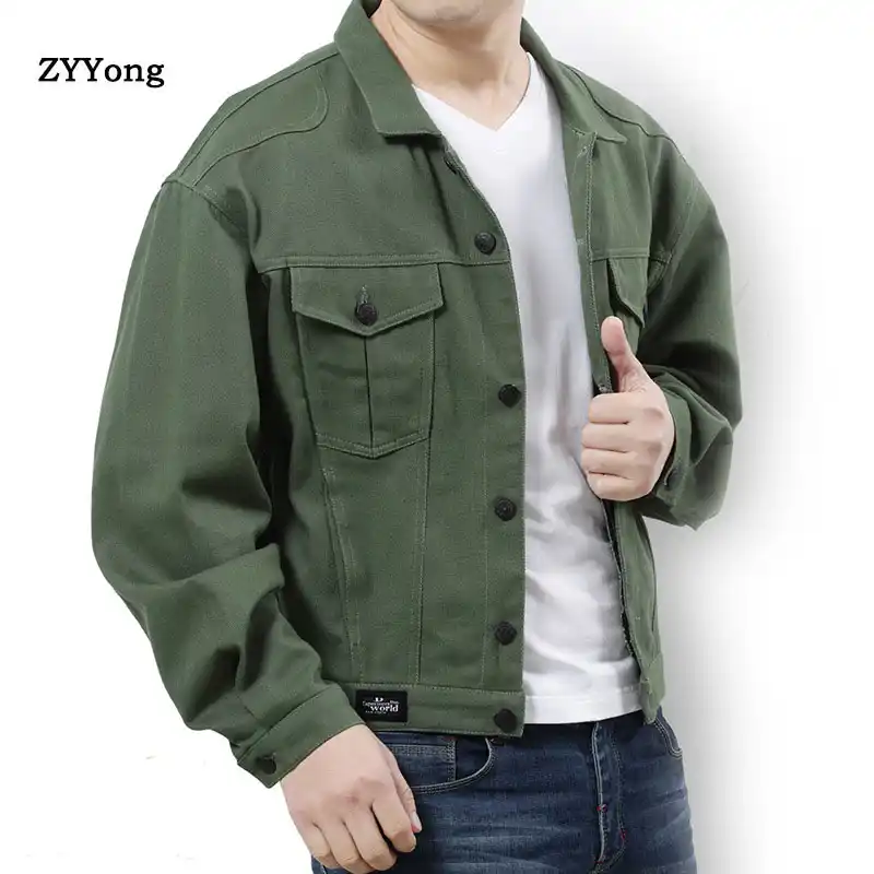 army green denim jacket