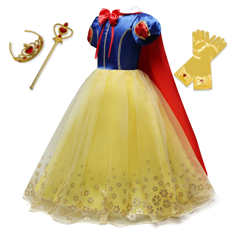 Zauberhaftes Schnee-Weiß Sommer Prinzessin Kleid für Mädchen – Perfekt für Geburtstage und Cosplay, Karneval