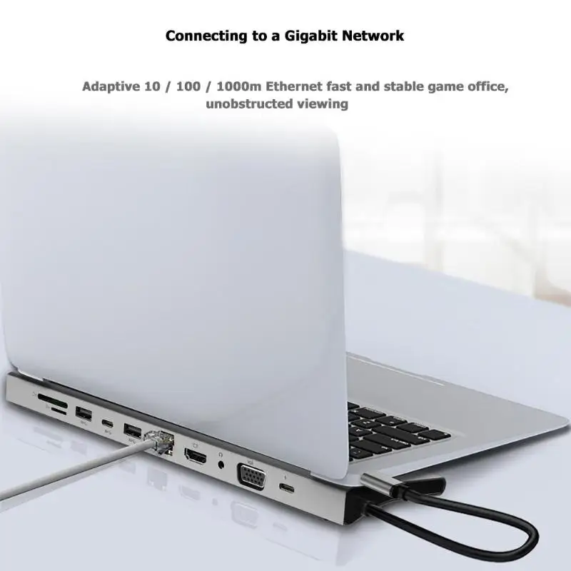 11 в 1 USB C концентратор 4K HDMI VGA 3,5 мм аудио USB-C USB3.0 RJ45 TF/SD кардридер PD Charing адаптер док-станции для MacBook Pro