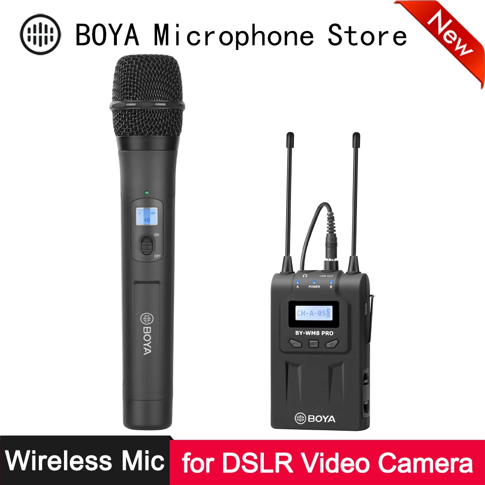 

Handheld Wireless Microphone Kit System Dual-Channel UHF 48 Mic for Canon Nikon DSLR SLR Video Camera ENG EFP Vlog Shooting