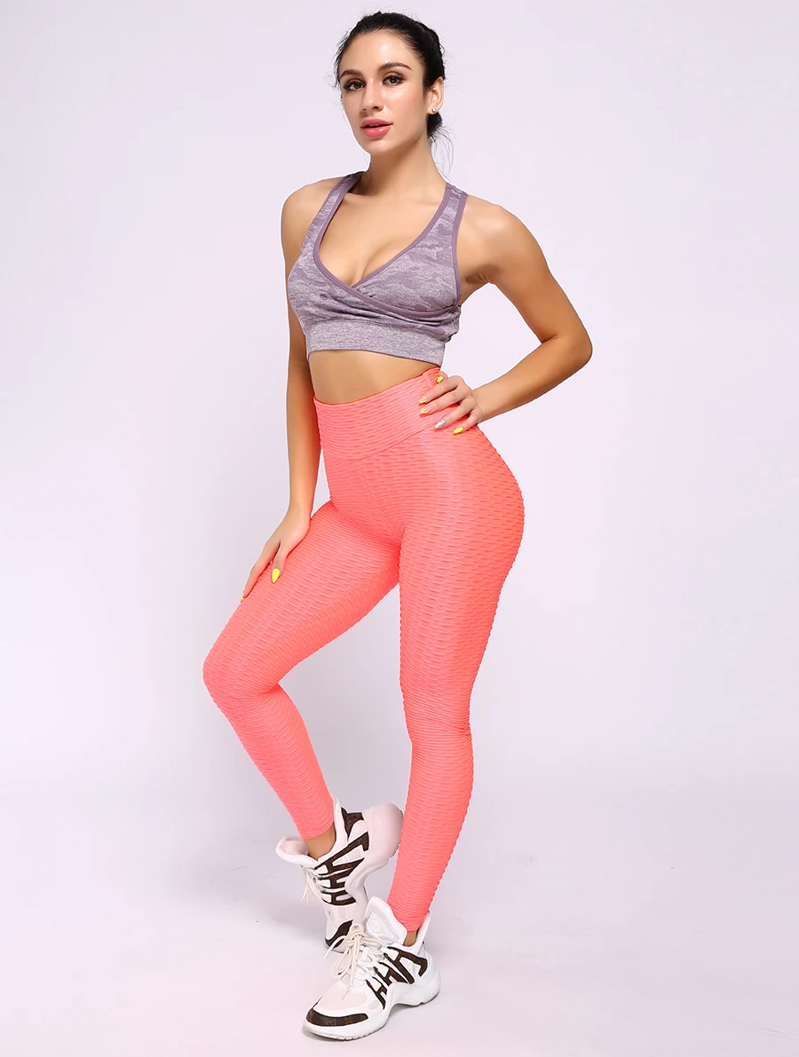 HIFOLK Fitness Female Leggings Polyester Breathable Pants Leggings Women High Waist Push Up Fitness Slim Gym Running Trousers
