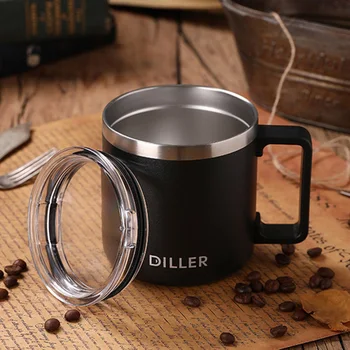 

600ML Double Stainless Steel 304 Coffee Cup Office Vacuum Thermos Tea Cup Insulation Cup Water Cup With Handle Gift LB71315