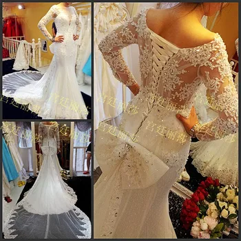 

Real Picture 2018 vestido de noiva Popular Sexy Beads Crystal Custom Made Free Shipping bridal gown mother of the bride dresses