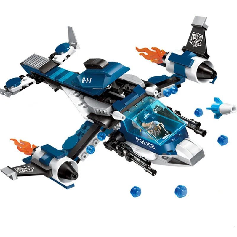 

Future Police Series 275pcs Children's Building Blocks Compatible with legoingly Secretly Arrested Helicopter Combat Aircraft