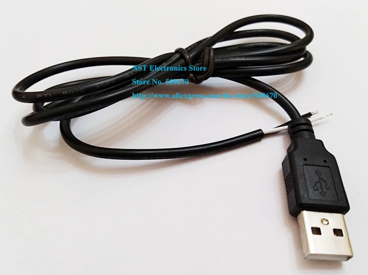 NCHTEK USB штекер 2 провода/2pin кабель питания разъемы, USB Мужской шнур около 1 м/ /50 шт