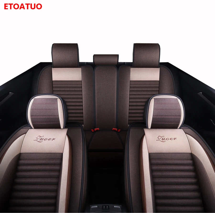 ETOATUO льняные универсальные чехлы для автомобильных сидений для Nissan Все модели note qashqai Almera Juke x-trail leaf Teana Tiida altima seat cover