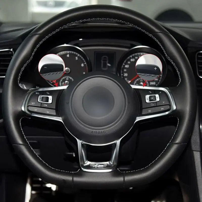 Сделай Сам сшитый вручную черный мягкий PU кожаный автомобильный чехол на руль для Volkswagen VW Polo GT Scirocco VW Golf 7 GTI гольф R MK7