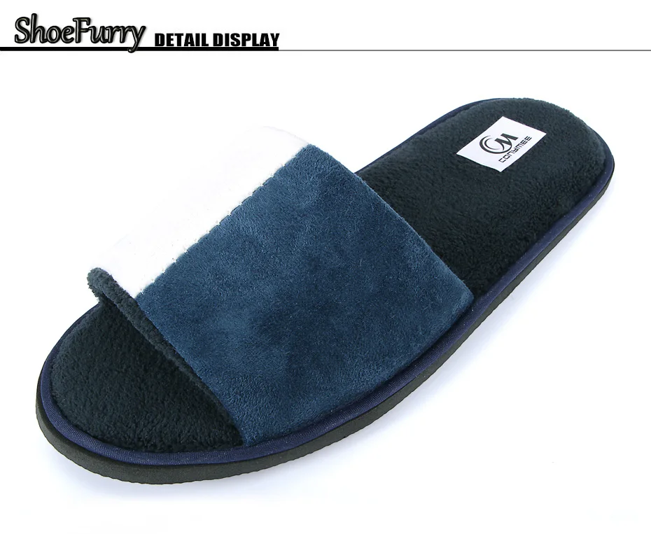 ShoeFurry/зимняя мужская повседневная хлопковая обувь; домашние тапочки; Мягкие плюшевые теплые тапочки для спальни; мужские тапочки для спа-отеля