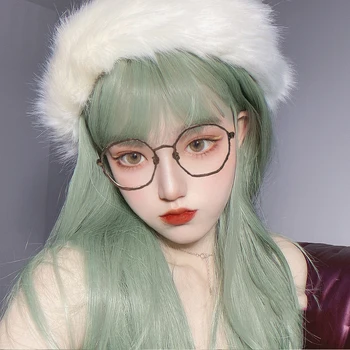 

TALANG Lolita 45CM Long Straight Wakakusa color Ombre Hair Bangs Cute Party Synthetic Cosplay Wig