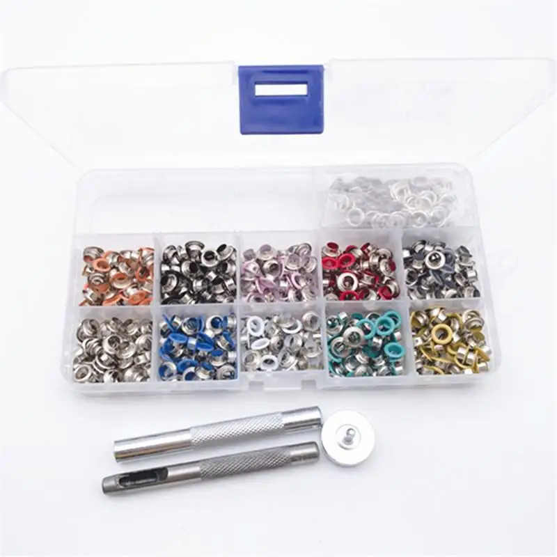 

500 Sets 5MM 10 Color Eyelet With Washer Install Punch Tools Copper Grommet For Leather Craft DIY Clothing Shoes