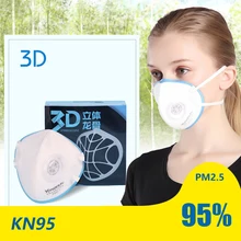 KN95 máscara de polvo 3D respirador de quilla estéreo antipolvo se puede limpiar para protección Industrial contra el polvo máscara facial de aro de oreja(China)
