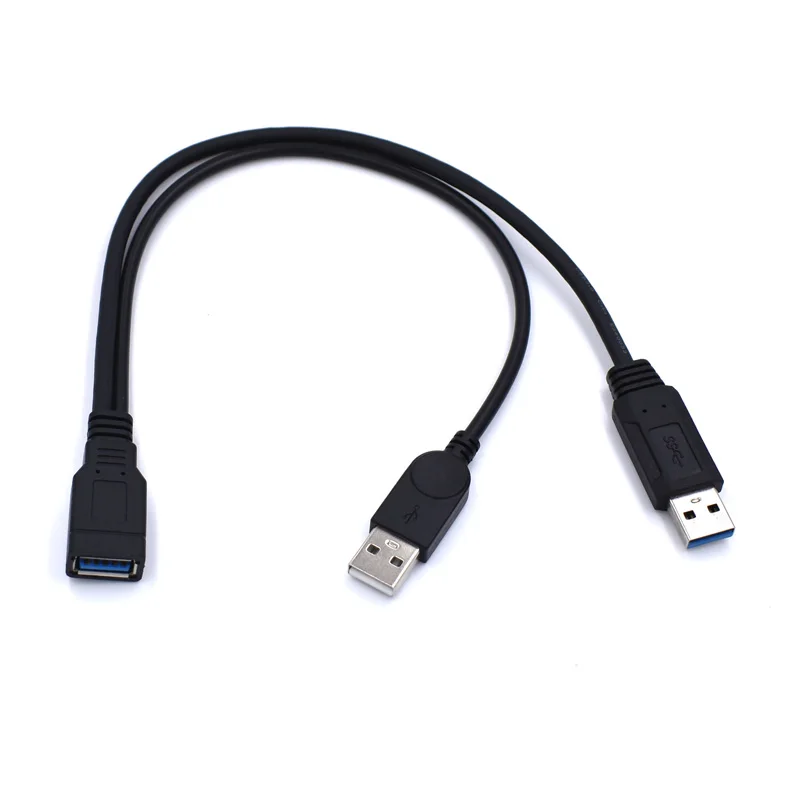 50 шт./лот USB 3 0 Женский двойной Мужской дополнительный силовой кабель для передачи