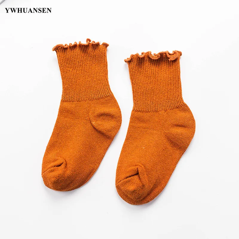 YWHUANSEN 1 to 8 Yr 10 Colors Spring Autumn Children's Socks Candy-colored Cotton Socks For Girls Ruffle Edge Kids Toddler