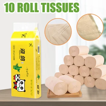 

10 Rolls Toilet Paper 4-Layer Bathroom Kitchen Household Living Room Tissue Party Supplies Disposable Practical Toilet Paper
