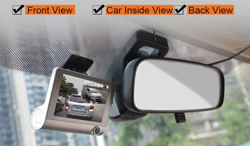 4,0 дюймов Автомобильный видеорегистратор 3 камеры s Dash камера с двойным объективом с камерой заднего вида видео регистратор g-сенсор и видеокамера ночного видения