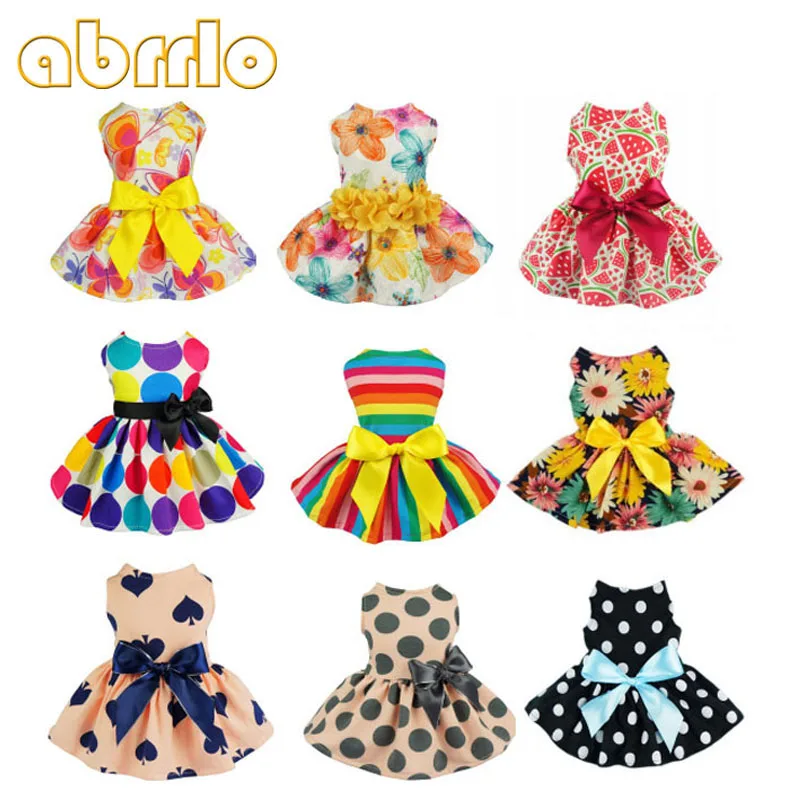 Abrlo/платье для собак милое удобное платье в горошек с цветочным узором без