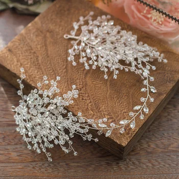 

NPASON Generous Bridal Tiara Crystal Headband Wedding Headpiece Hair Vine Accessories Handmade Women Jewelry