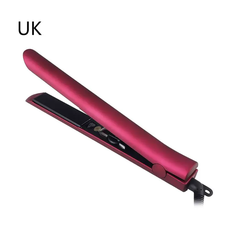 UK-Red Профессиональный Выпрямитель для волос, плоский утюжок для укладки волос, 2 в 1, турмалиновый керамический плоский утюжок для всех типов волос с хранением Ba - Цвет: UK-Red