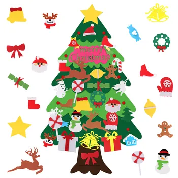 

Behogar DIY Felt Christmas Artificial Tree Wall Hanging Ornaments Decoration with 30pcs Pocket Trunk for Kids Party Supplies