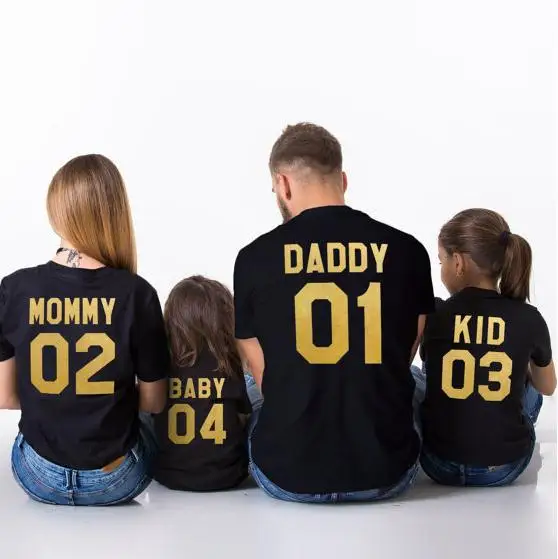 

Spring Summer And Autumn Family Clothing Round Neck Short Sleeve DADDY MOMMY KID BABY Letter Printing Casual Family T-shirt
