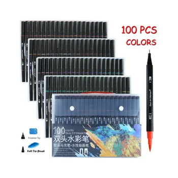 

100 Color Watercolor Markers for Drawing Painting Set Professional Water Coloring Brush Pen Set Dual Tip for School Art Supplies