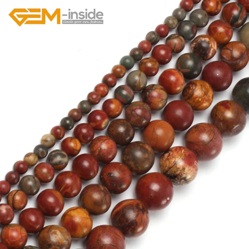

Natural Round Picasso Jaspers Stone 4mm To 16mm Loose Beads For Jewelry Making DIY Bracelet Necklace Strand 15" Creative Gift