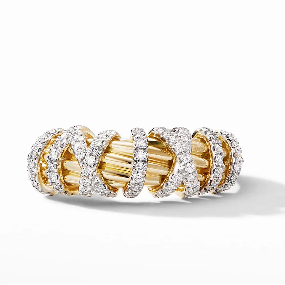 Gold Color Rings Women Luxury Hollow Out Cross Cubic Zirconia Party Gift Wedding Bands