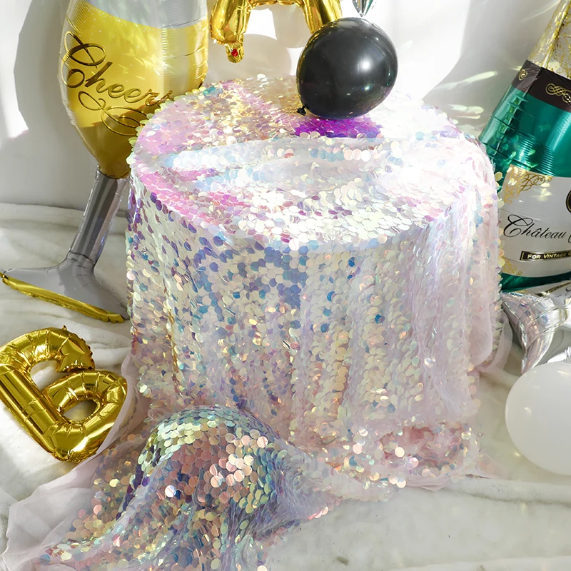 Imitation Mermaid Scales Round Sequined Tablecloth Birthday Party Background Party Decoration Dream Wedding Round Table Cover