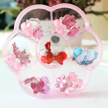 

7 Pairs of Young Girls Earrings Box Set Clip-on Jewelry Kids Accessories Birthday Gift