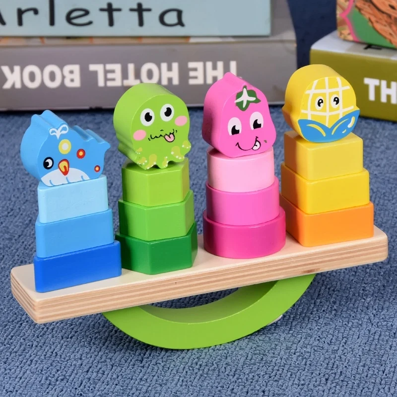 Деревянные составные игрушки с геометрическая форма кубики для игр и штабелеров, укладка балансировки игры игрушки для малышей, Форма s
