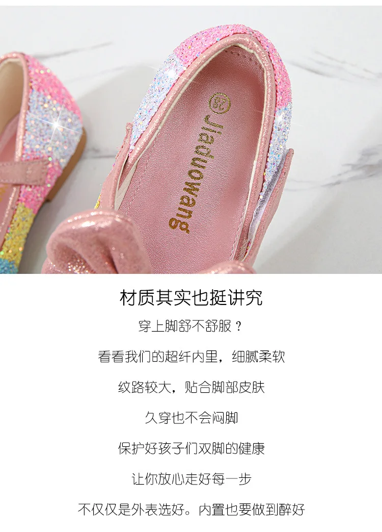 ULKNN Girls Princess Shoes Spring Autumn Leather Shoes Children's Shoes Crystal Soft Bottom Non-Slip Single Shoes Size 24-37 child shoes girl