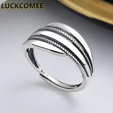 

LUCKCOMEE S925 Sterling Silver Jewelry Irregular Twist Ring Fashion Trend Silver Jewelry Woman's Index Finger Rings 242J