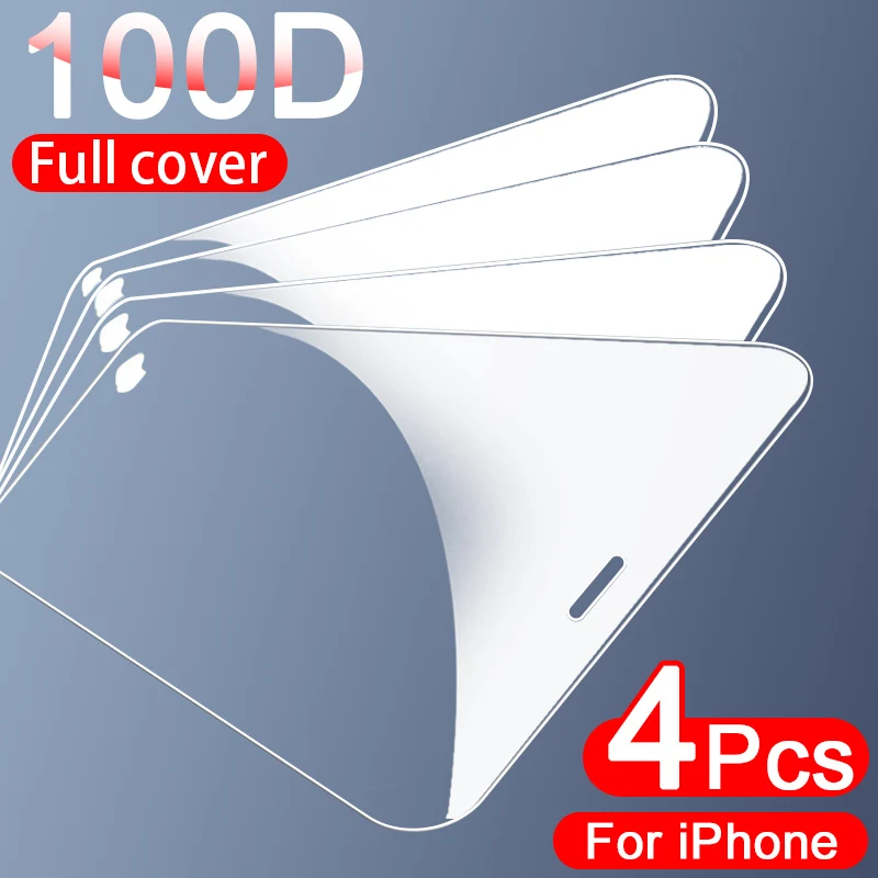 Protective Tempered-Glass-Film Glass-On iPhone for 11 Max-X-Xr XS 4PCS Full-Cover Mini