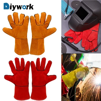 

DIYWORK Wear Resistant Tools Leather Gloves Welding Gloves Soft Cowhide Leather Welder Insulation Cowhide