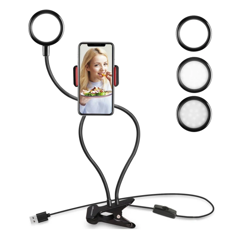 

Photo Studio Selfie LED Ring Light with Mobile Phone Holder for Youtube Live Makeup USB Ring Light for iPhone Android Ring Lamp