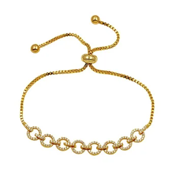 

Tiny Trendy Cubic Zirconia Crystal Hot Geometry Bracelet Luxury Cz Stone Rose Gold Adjustable Bracelet For Women Jewellery