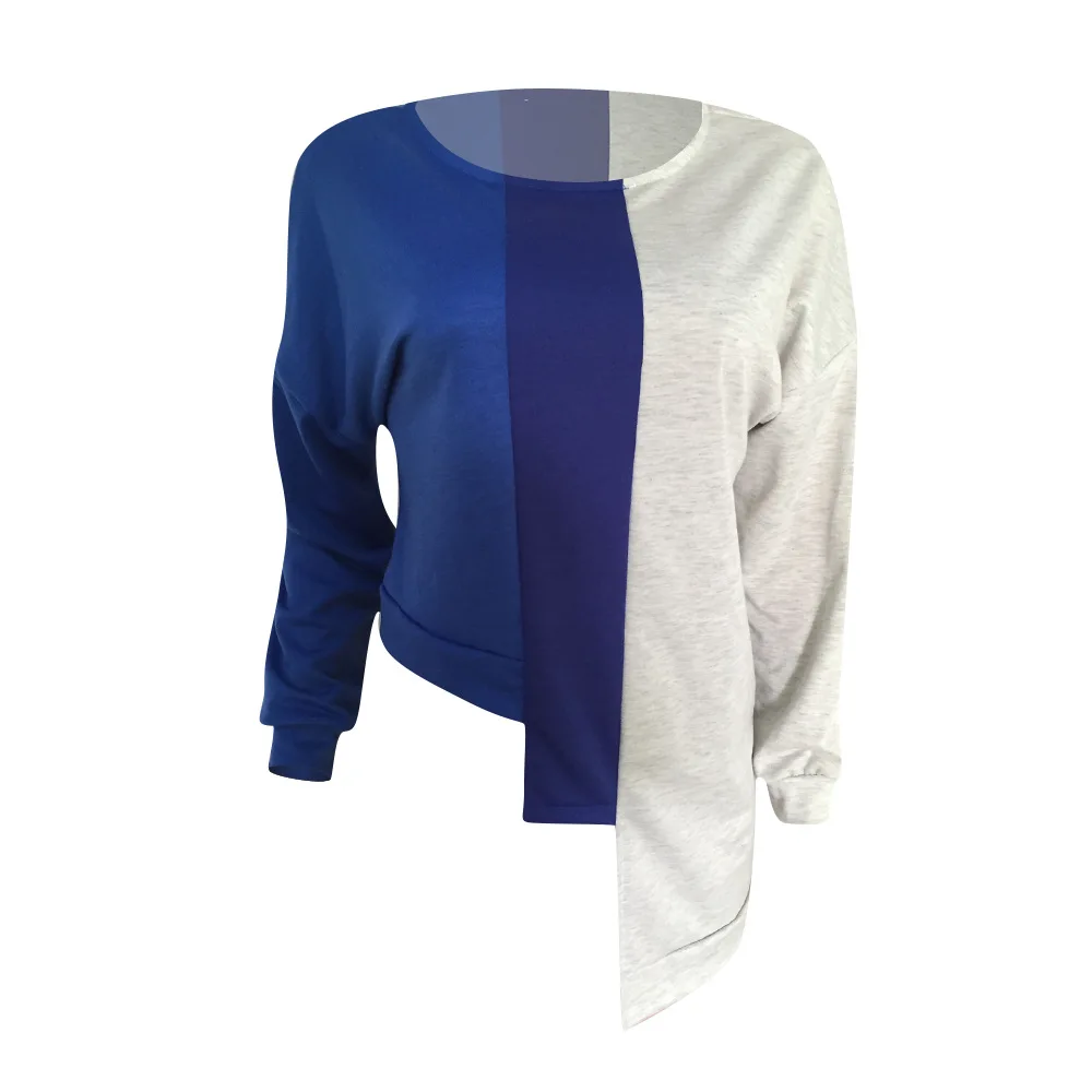 HAOYUAN, Асимметричная футболка с длинным рукавом, свободная, Camisas Mujer, Повседневная футболка, осенняя одежда для женщин, кроп-топы, Прямая поставка