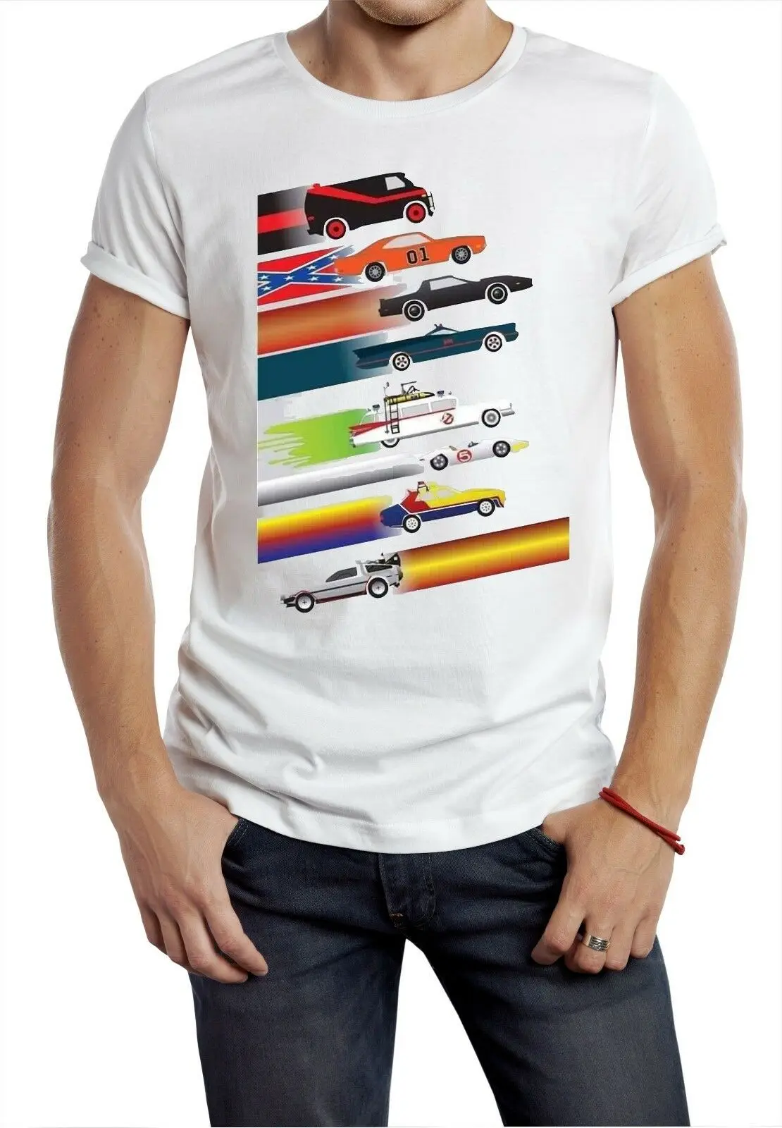 Maglietta Cars Cult Tv A Team General Lee Kit Bat Mobile Ghostbuster Back 2 Future