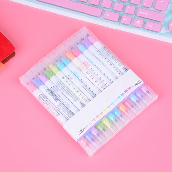 

12 Pcs Art Marker Pens Students Use 12-color Double-head Highlighter Pen Account Diary Decoration Pastel Colors Marker Note Pens