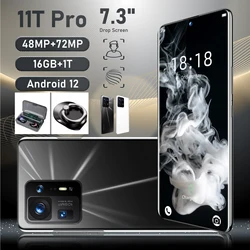 Fashion Original 11T Pro Global Version Mobile Phones Android12.0 7.3Inch Full Screen смартфоны Smartphone 7300mah Battery Phone