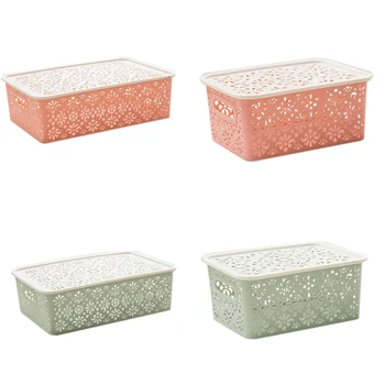

4 Pcs Practical Storage Box Hollow Storage Basket Box Bin Container Organizer Clothes Laundry Home Holders