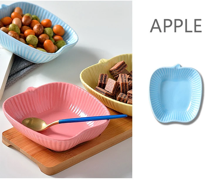 FANTERCY Tableware Dinner Nordic Creative Ceramic Three Bowls European Dried Fruit Snacks with Bamboo Tray Sets