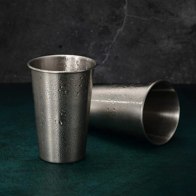 Stainless Steel 16 Oz Beer Mug Cup Accompanying Cup Stackable Drinking Cup Suitable for Children Adult 4 Piece Set(16Oz