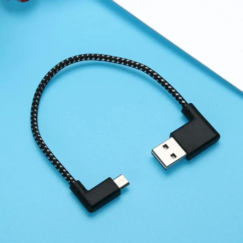 Прочный l-образный нейлоновый Плетеный Micro usb зарядный кабель для передачи данных черный