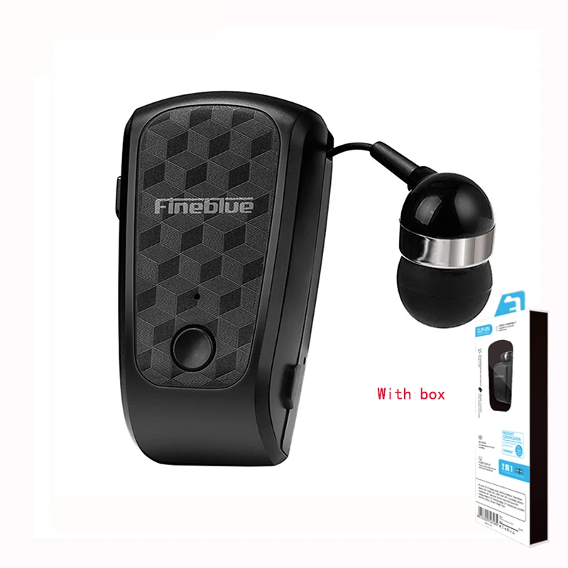 Black with box Fineblue FQ-10 Bluetooth 5,0 беспроводной наушник головка телефон кабель Выдвижной наушник музыкальная система с зажимом гарнитура Hands-free микрофон - Цвет: Black with box