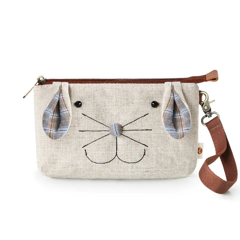 

Sansebuding Cotton Rabbit Simple Wrist Bag New Style WOMEN'S Bag Casual Mobile Phone Bag WOMEN'S Handbag Canvas Bag