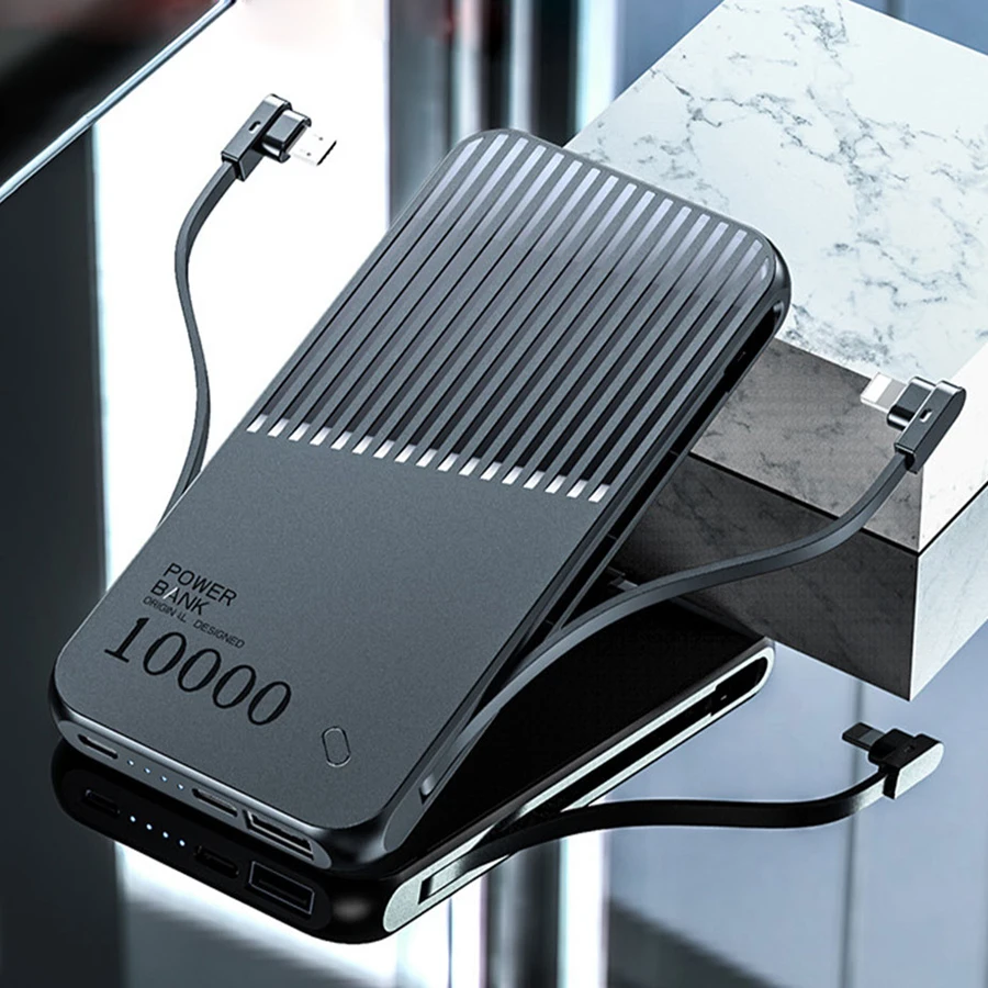 

FLOVEME 10000mAh Mirror Power Bank External Battery For Xiaomi Powerbank 2 USB 3 Type Free Charging Cable Portable PoverBank