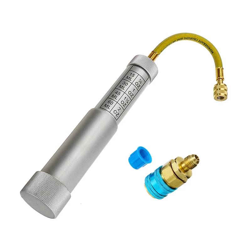 

Car Injector tool A/C Oil Dye Injector Adapter 1/4'' SAE Female 1pcs Aluminum alloy R134A 2 OZ Hand