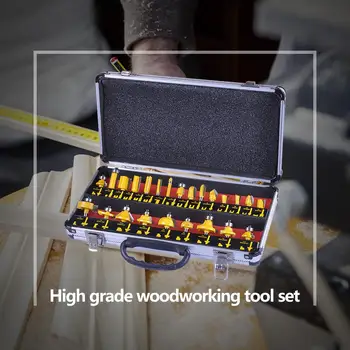 

24pcs Milling Cutter for Wood Cabinet Armrest Line Modeling Labor-saving Woodworking Tenon Tool Drum Line Arc Trimming Knife