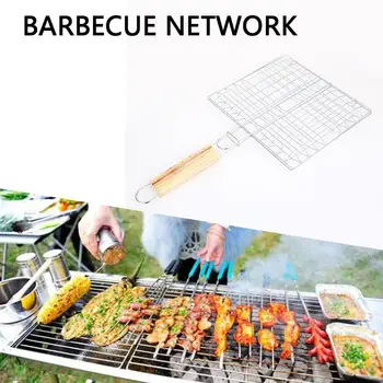 

Camping Electroplated Iron Wire Barbecue Network Barbecue Clip Silver Durable Grilling Basket Barbecue Fish Clip Portable